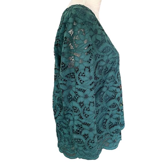 Nanette Lepore Lace Top Night Garden Green Large Scalloped Hem - Picture 5 of 11